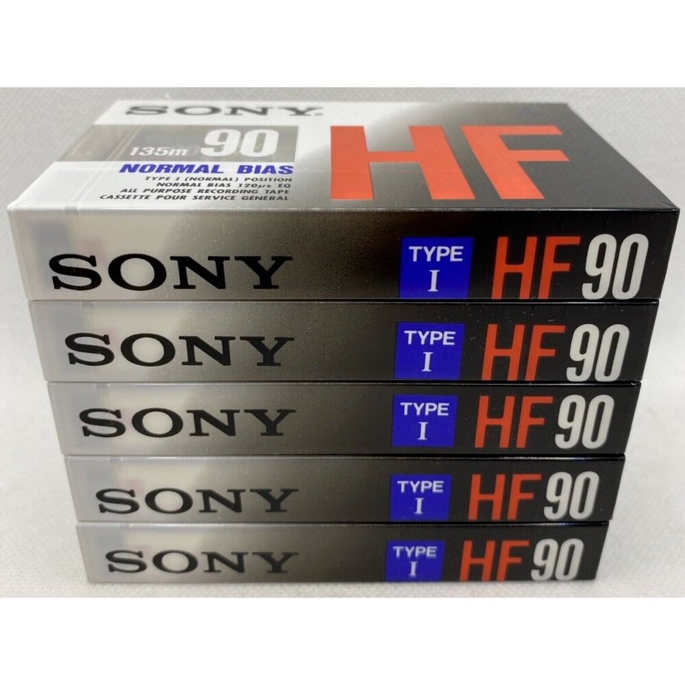 Lot of 5 Sony HF90c High Fidelity Normal Bias Recording Audio Cassettes 90 min